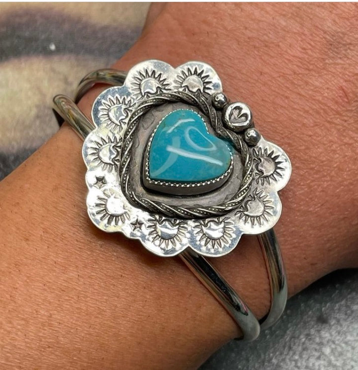 Kingman Heart Turquoise Cuff