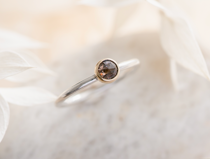 Natural Champagne Rose Cut Diamond Ring