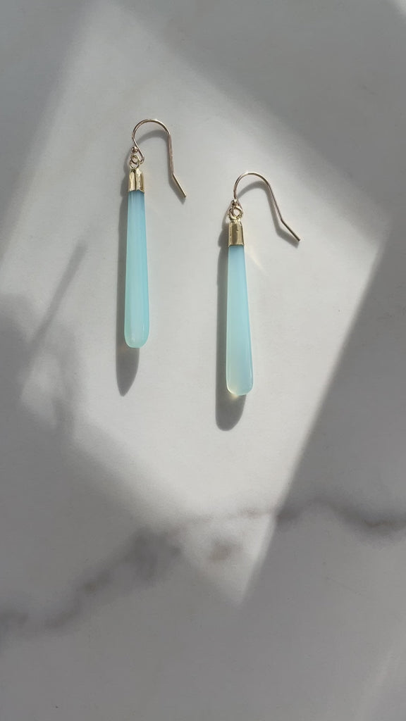 Sea Foam Blue Quartz Necklace & Earrings sale Set with Gold Filled Spring Ring Clasp and Earwires