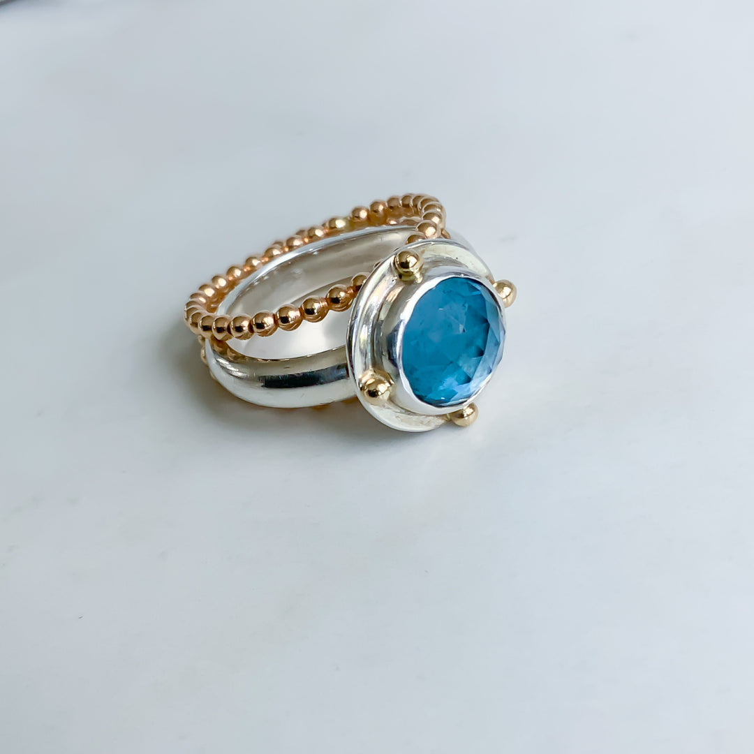 London Blue Topaz Four Corners Ring